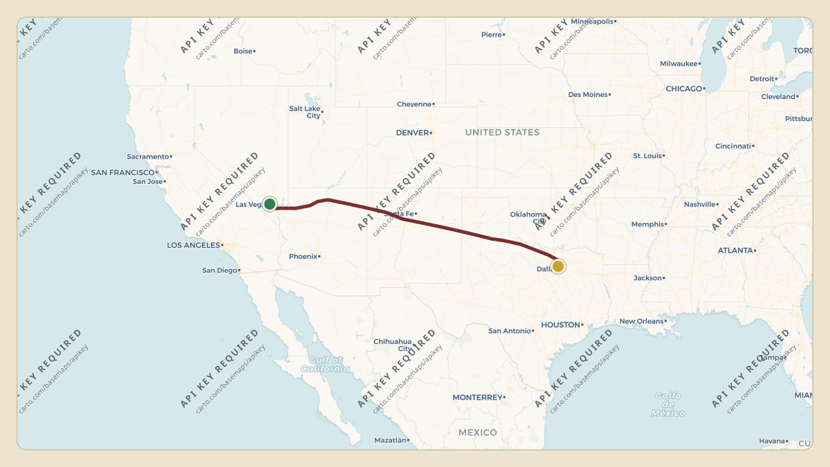 Flight path for MGM Resorts's N781MM from KLAS — Harry Reid International Airport to KDAL — Dallas Love Field
