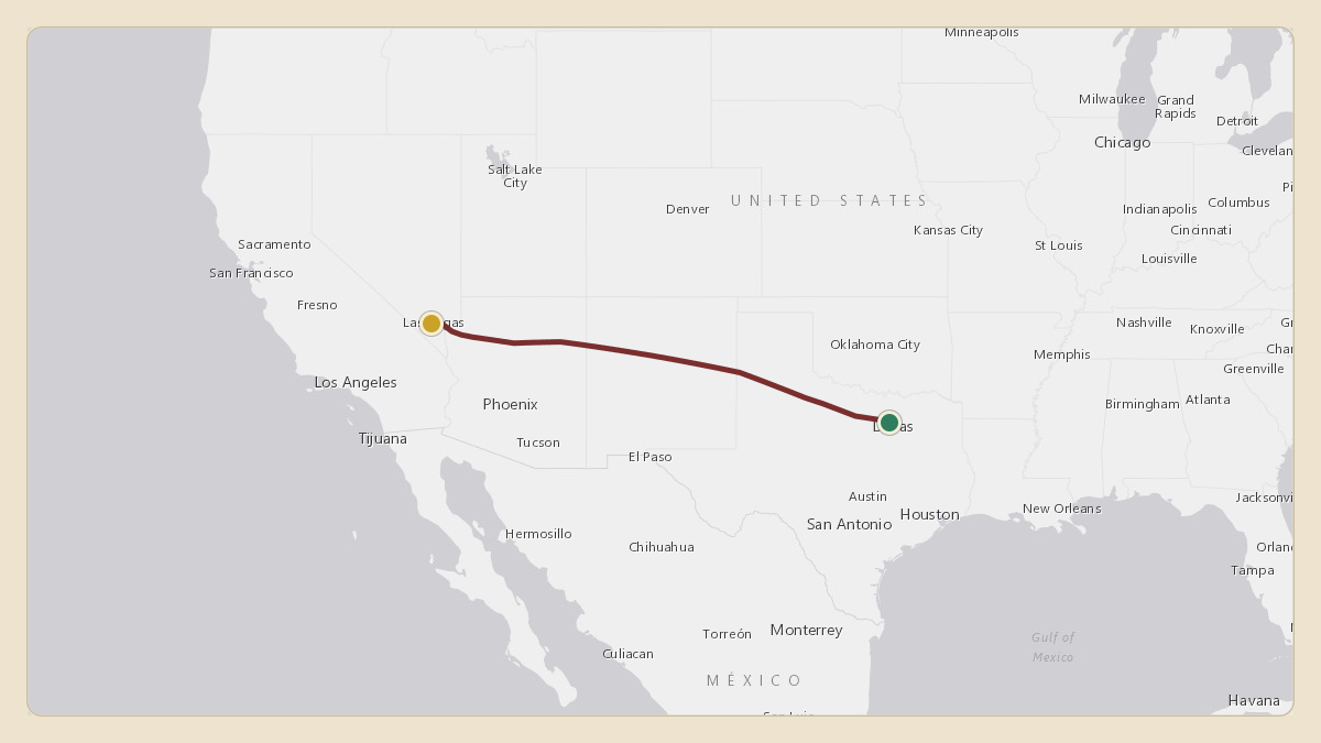 Flight path for MGM Resorts's N781MM from KDAL — Dallas Love Field to KLAS — Harry Reid International Airport