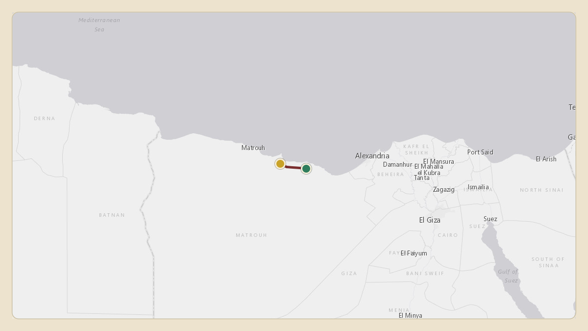Flight path for Nassef Sawiris's M-YNNS from HEAL — El Alamein International Airport to 40.82°, 10.26°