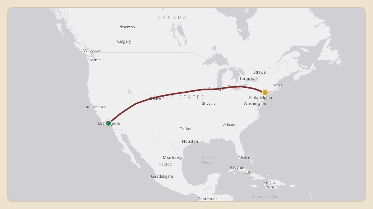 Flight path for Lachlan Murdoch's N888NC from KLAX — Los Angeles International Airport to KTEB — Teterboro Airport