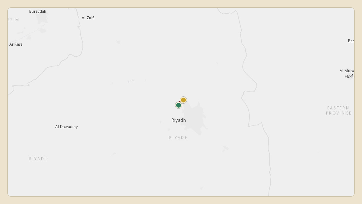 Flight path for Saudi Aramco's N801XA from OE53 — King Abdul Aziz Military Academy Airport to OERK — King Khalid International Airport