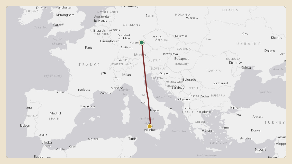 Flight path for Volkswagen's D-AGBA from EDPQ — Schmidgaden Airfield to EDVE — Braunschweig Wolfsburg Airport