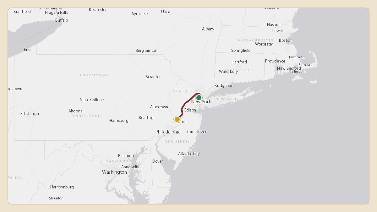 Flight path for Lachlan Murdoch's N888NC from KTEB — Teterboro Airport to KTTN — Trenton Mercer Airport