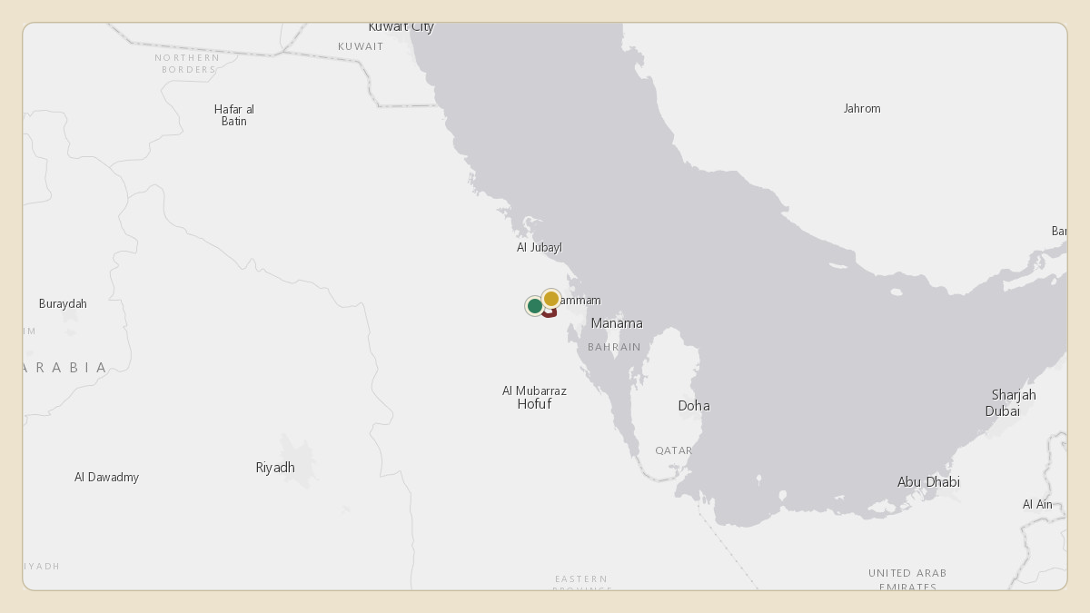 Flight path for Saudi Aramco's N801XA from OEDF — King Fahd International Airport to OEDF — King Fahd International Airport