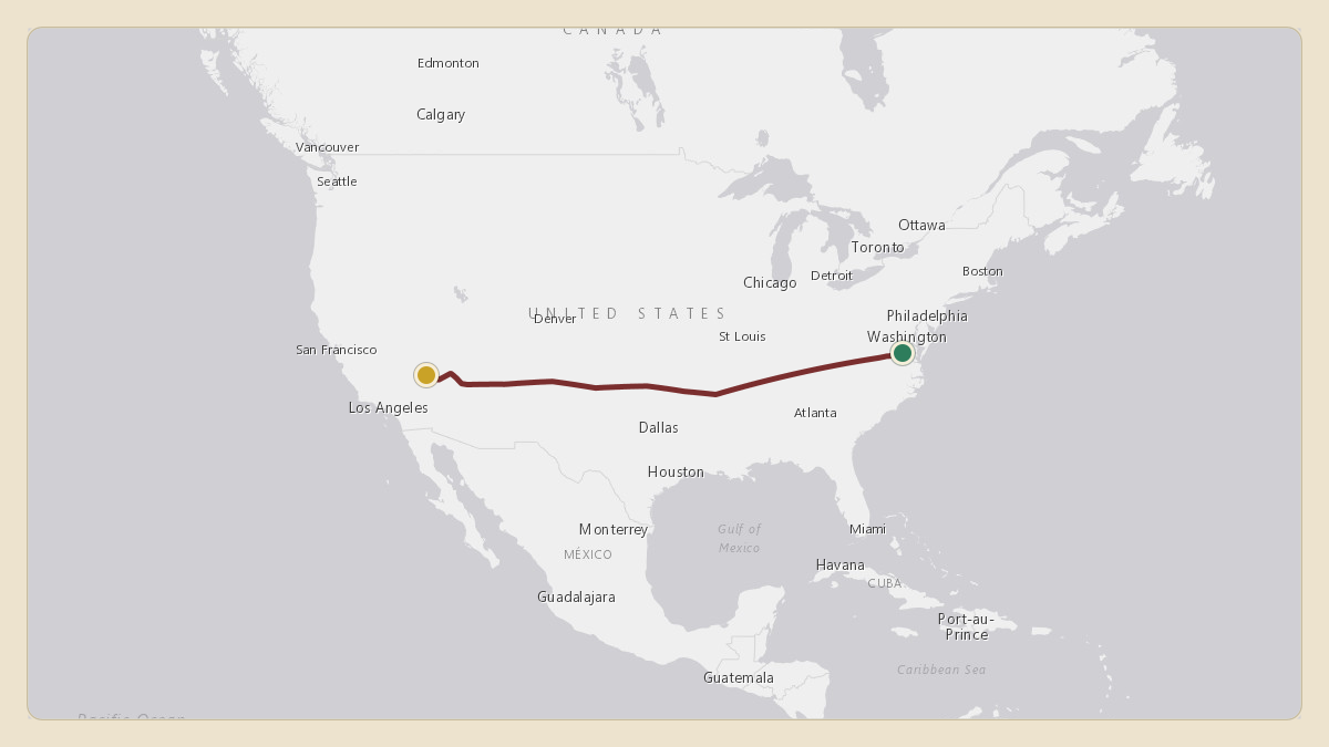 Flight path for Kash Patel's N708JH from KRIC — Richmond International Airport to KLAS — Harry Reid International Airport