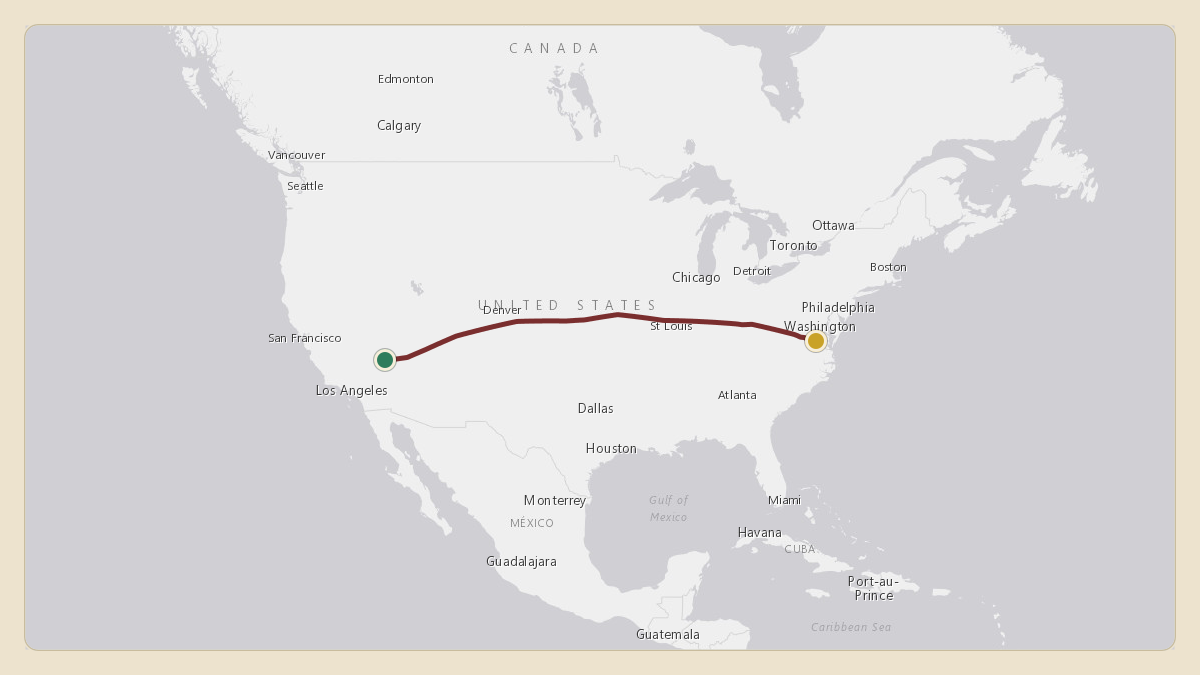 Flight path for Kash Patel's N708JH from KLAS — Harry Reid International Airport to KRIC — Richmond International Airport