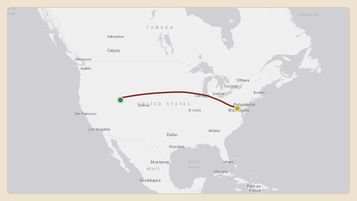 Flight path for MGM Resorts's N781MM from KSLC — Salt Lake City International Airport to KIAD — Washington Dulles International Airport