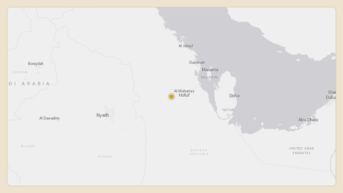 Flight path for Saudi Aramco's N801XA from OEDF — King Fahd International Airport to OEUD — Udhailiyah Airport