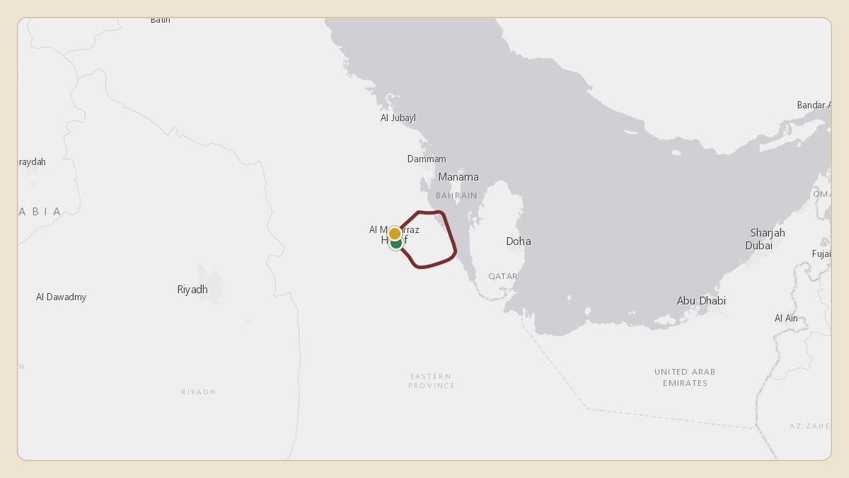 Flight path for Saudi Aramco's N801XA from OEAH — Al-Ahsa International Airport to OEAH — Al-Ahsa International Airport