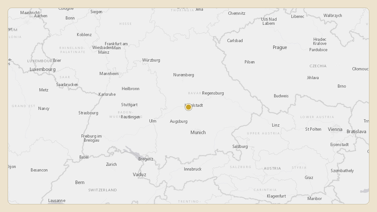 Flight path for Volkswagen's D-AGBA from ETSN — Neuburg Air Base to ETSN — Neuburg Air Base