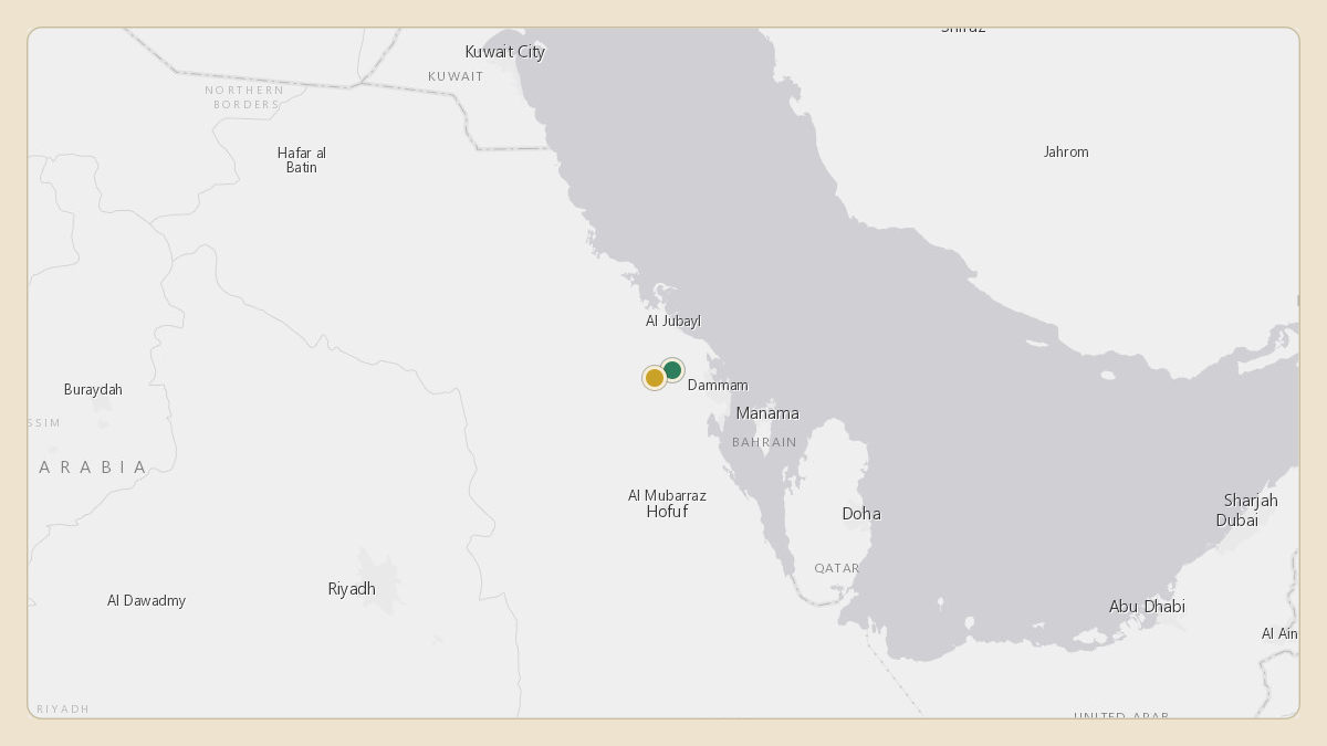 Flight path for Saudi Aramco's N801XA from OEDF — King Fahd International Airport to OEDF — King Fahd International Airport