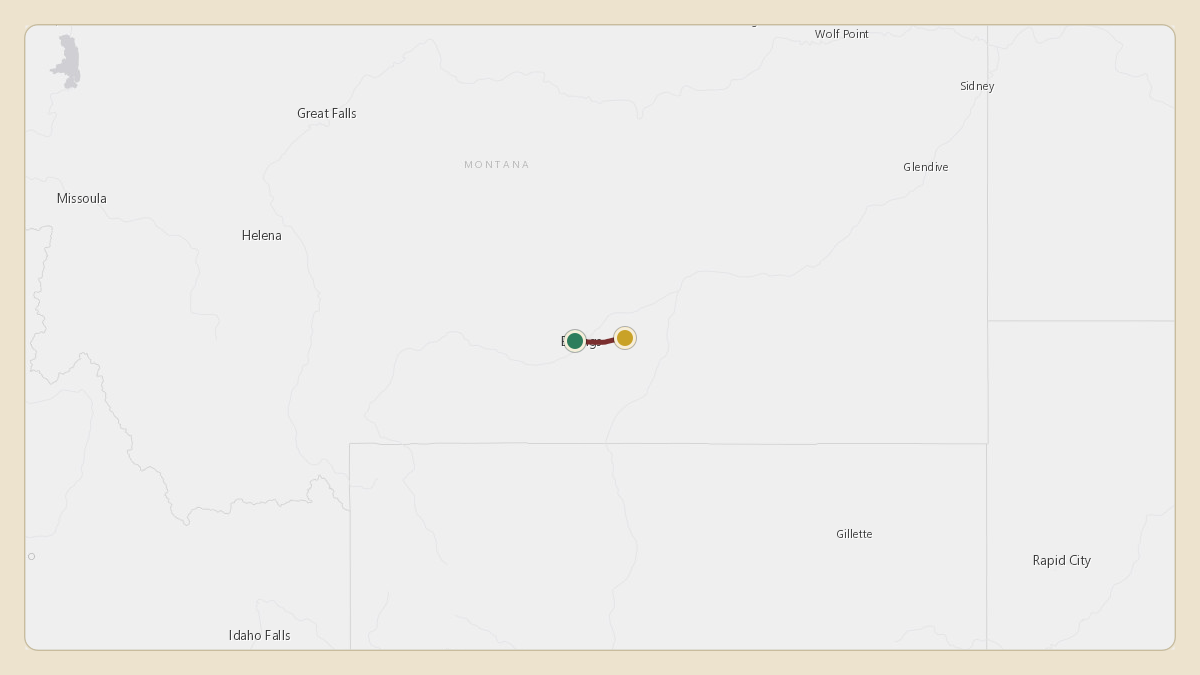 Flight path for Greg Gianforte's N1247E from KBIL — Billings Logan International Airport to K00U — Big Horn County Airport