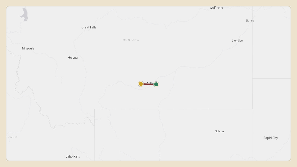 Flight path for Greg Gianforte's N1247E from K00U — Big Horn County Airport to K6S8 — Laurel Municipal Airport