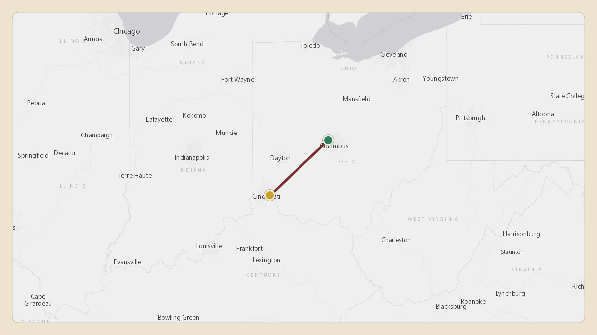 Flight path for Mike DeWine's N71HP from KOSU — The Ohio State University Airport - Don Scott Field to KLUK — Cincinnati Municipal Airport Lunken Field