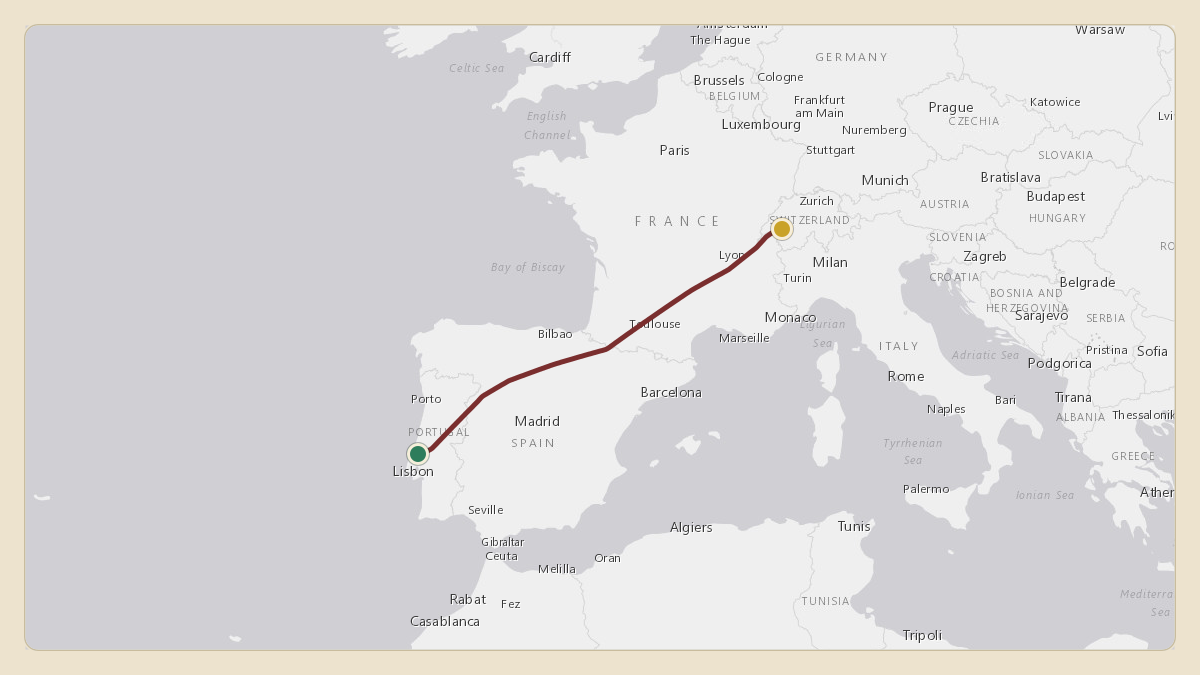 Flight path for Bernie Ecclestone's M-REEE from 38.80°, -10.67° to LSYZ — Altiport du Glacier de Tsanfleuron