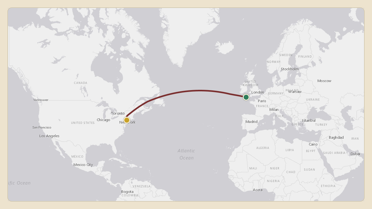 Flight path for Ernesto Bertarelli's HB-JIT from 49.94°, -6.32° to KTEB — Teterboro Airport
