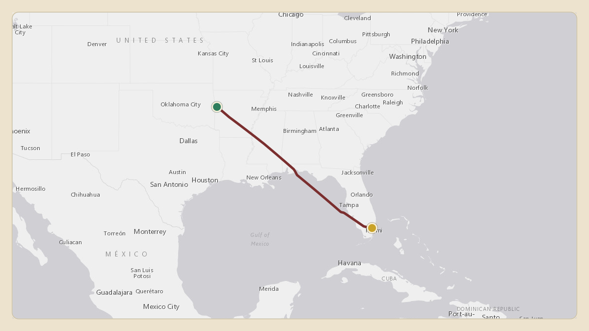 Flight path for Rick Ross's N33055 from KFSM — Fort Smith Regional Airport to KOPF — Miami-Opa Locka Executive Airport