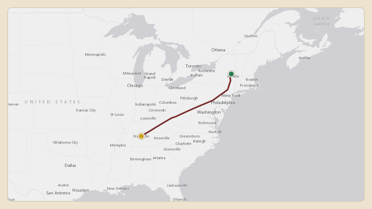 Flight path for Ferrari of Fort Lauderdale's N99MB from KALB — Albany International Airport to KBNA — Nashville International Airport