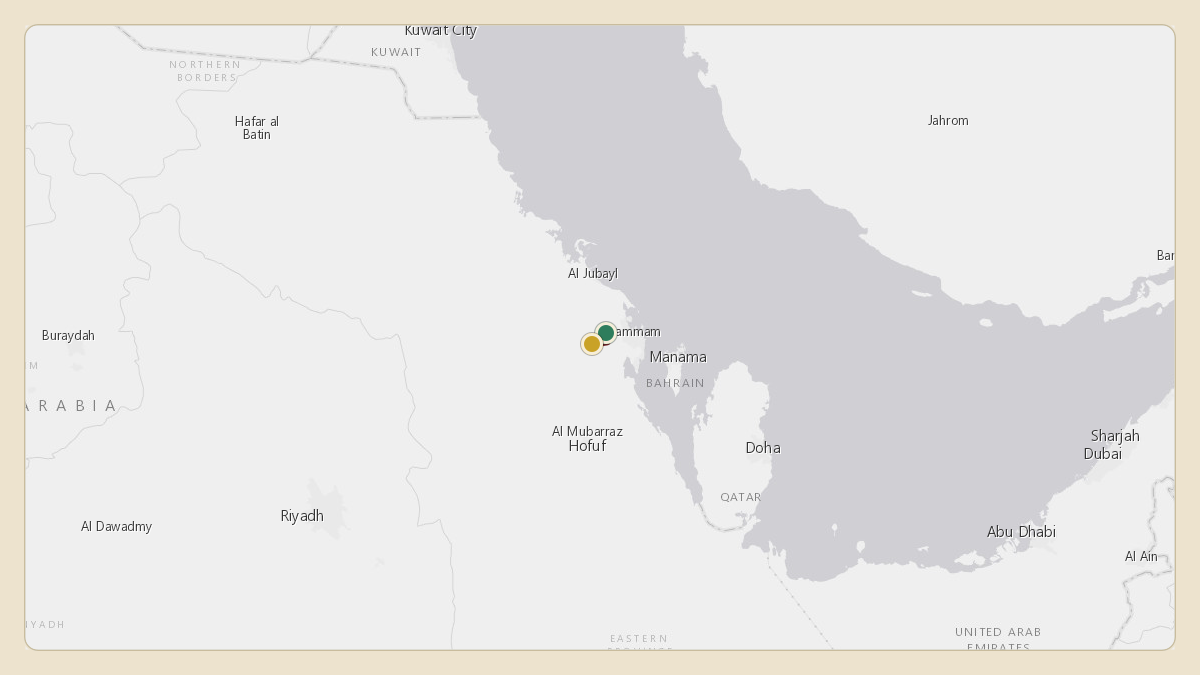 Flight path for Saudi Aramco's N801XA from OEDF — King Fahd International Airport to OEDF — King Fahd International Airport