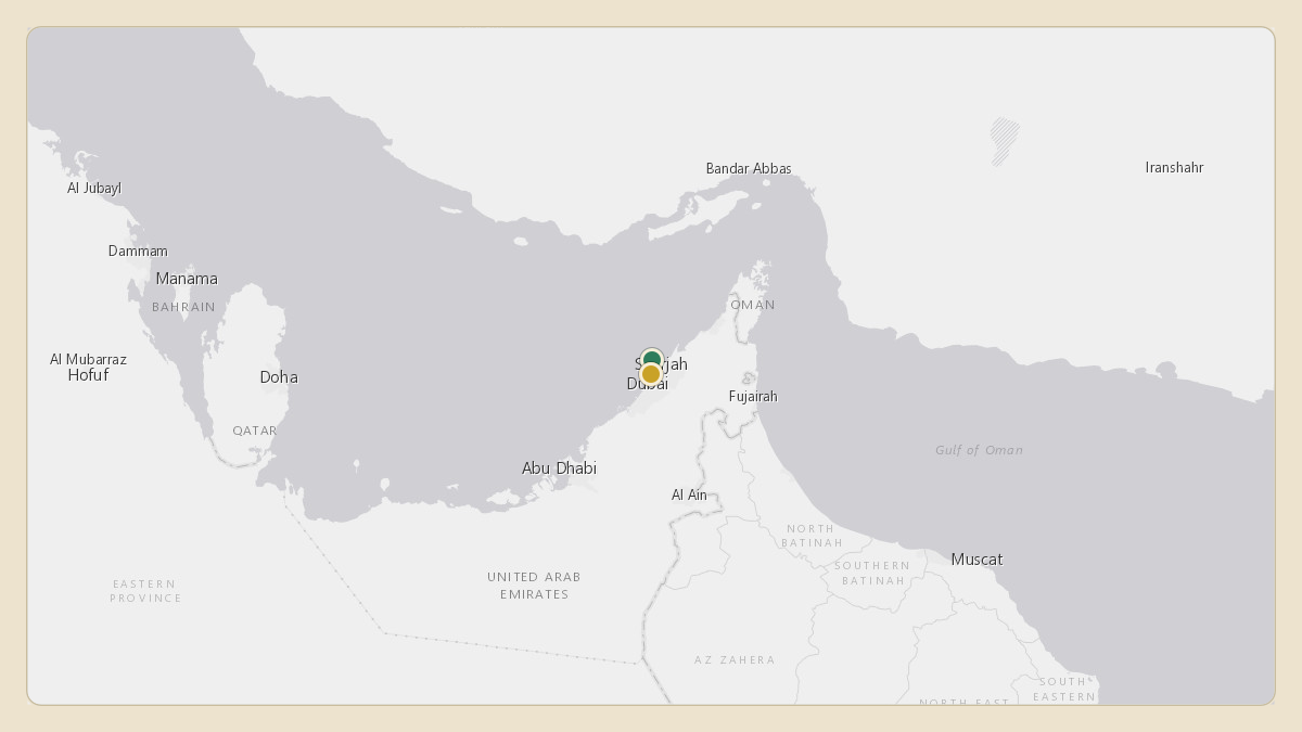Flight path for Joseph Tsai's VP-COR from OMDB — Dubai International Airport to OMDB — Dubai International Airport