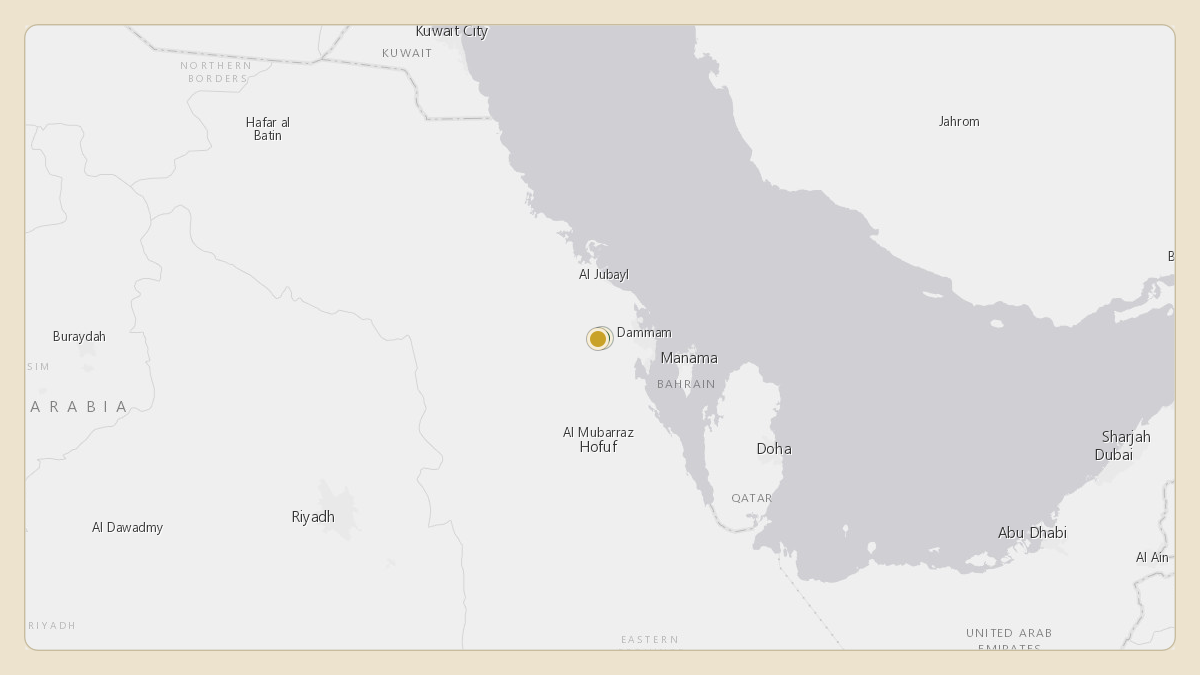 Flight path for Saudi Aramco's N801XA from OEDF — King Fahd International Airport to OEDF — King Fahd International Airport