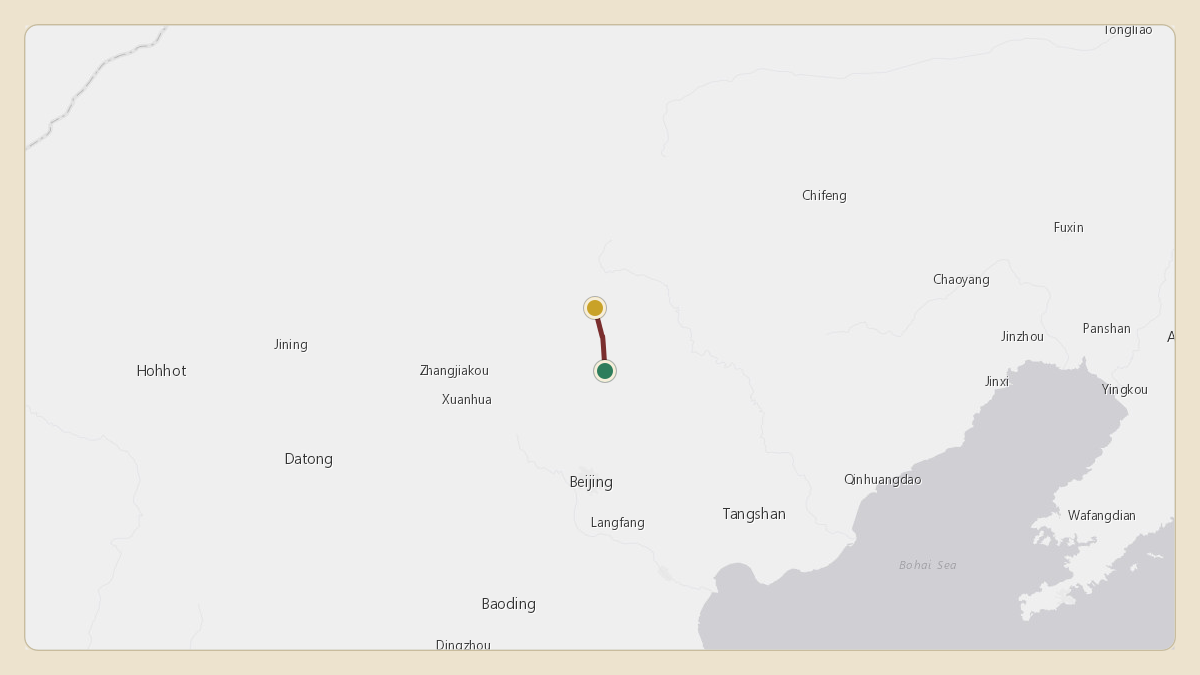Flight path for Oleg Deripaska's RA-09618 from ZBAA — Beijing Capital International Airport to 41.33°, 116.45°
