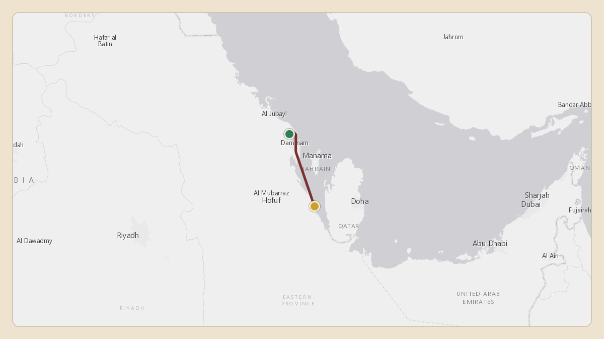 Flight path for Saudi Aramco's N801XA from OEDF — King Fahd International Airport to OEDF — King Fahd International Airport