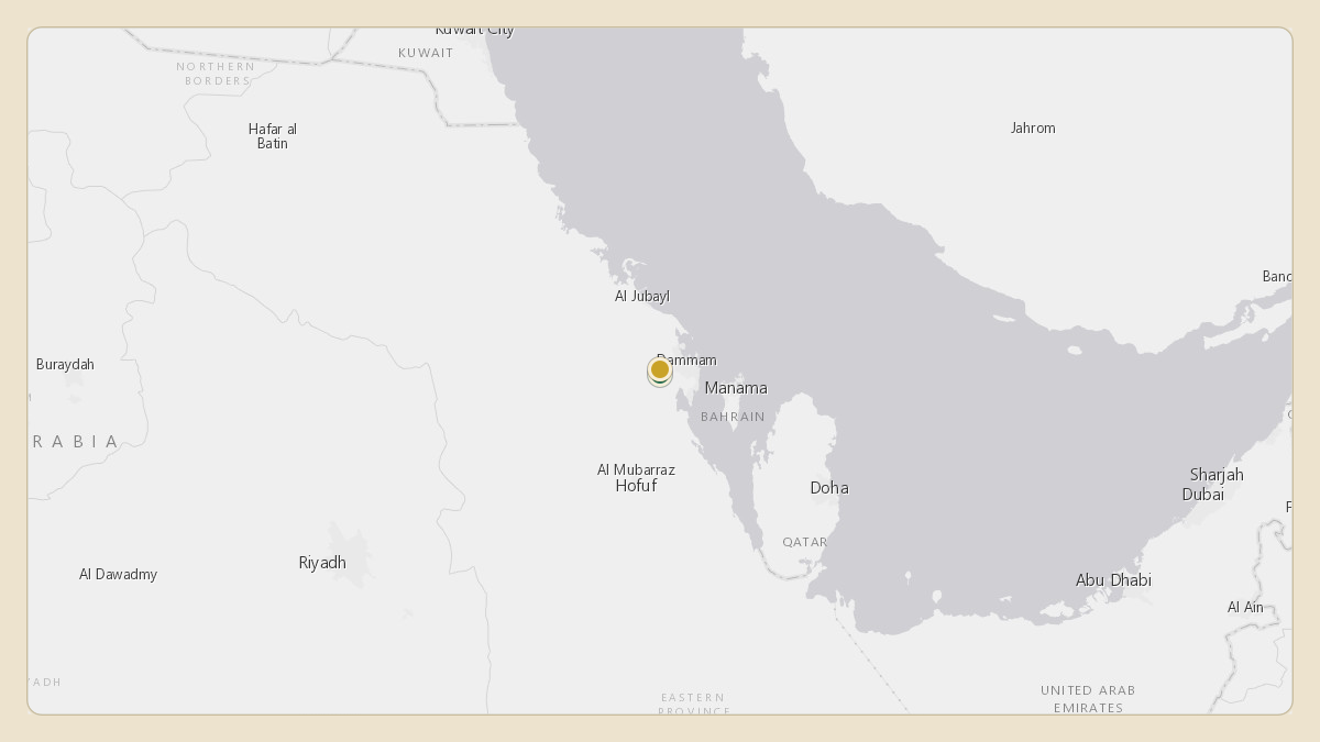 Flight path for Saudi Aramco's N801XA from OEDF — King Fahd International Airport to OEDF — King Fahd International Airport