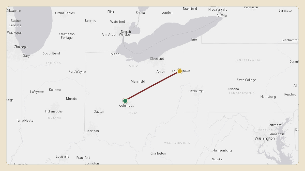 Flight path for Mike DeWine's N71HP from KOSU — The Ohio State University Airport - Don Scott Field to 4OI8 — Brocker Field
