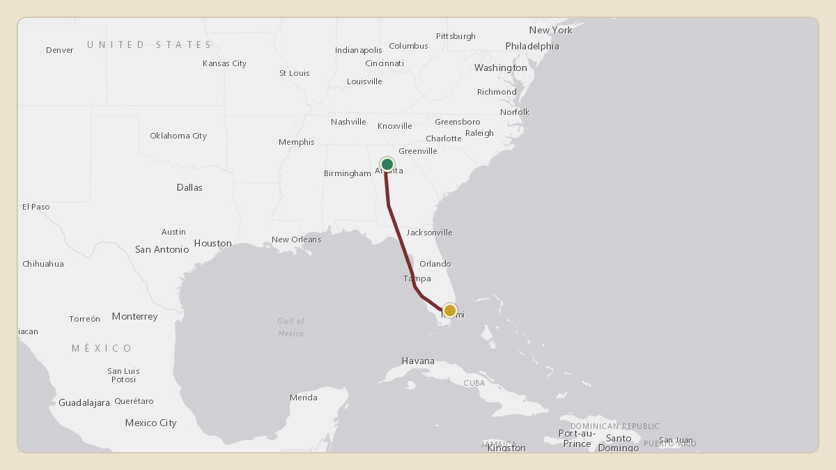 Flight path for Rick Ross's N33055 from KPDK — DeKalb Peachtree Airport to KOPF — Miami-Opa Locka Executive Airport