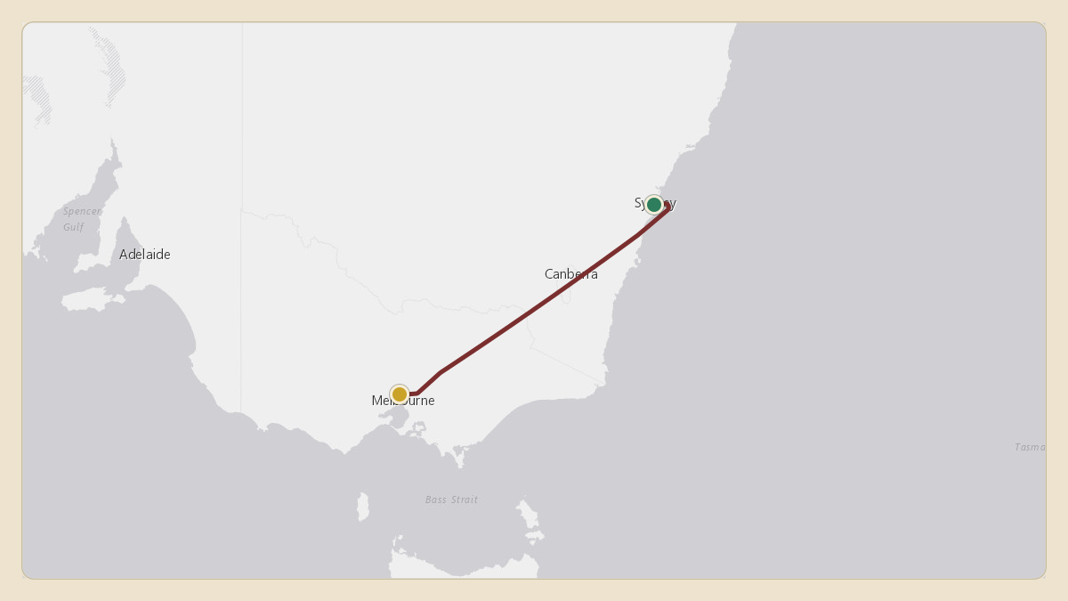Flight path for Kerry Stokes's N888GX from YSSY — Sydney Kingsford Smith International Airport to YMEN — Melbourne Essendon Airport