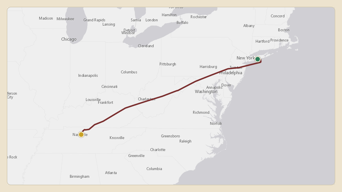 Flight path for Ferrari of Fort Lauderdale's N99MB from KISP — Long Island MacArthur Airport to KBNA — Nashville International Airport