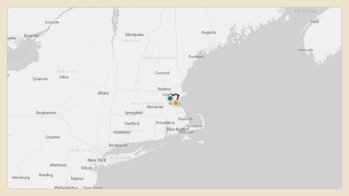 Flight path for Robert Kraft's N616KG from KBED — Laurence G Hanscom Field to KBOS — Boston Logan International Airport