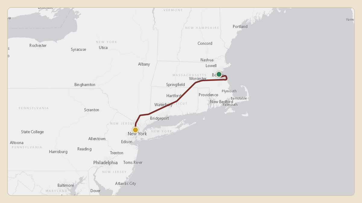 Flight path for Robert Kraft's N616KG from KBOS — Boston Logan International Airport to KTEB — Teterboro Airport