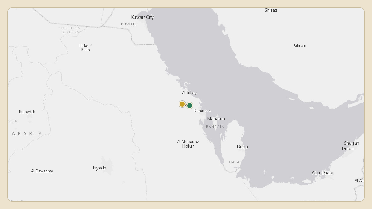 Flight path for Saudi Aramco's N801XA from OEDF — King Fahd International Airport to OEDF — King Fahd International Airport