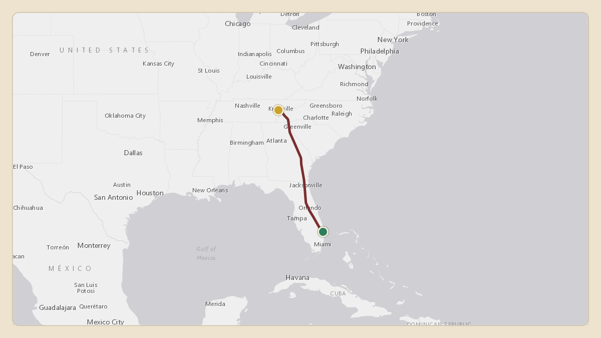 Flight path for Jimmy Haslam's N715CB from KPBI — Palm Beach International Airport to KTYS — McGhee Tyson Airport