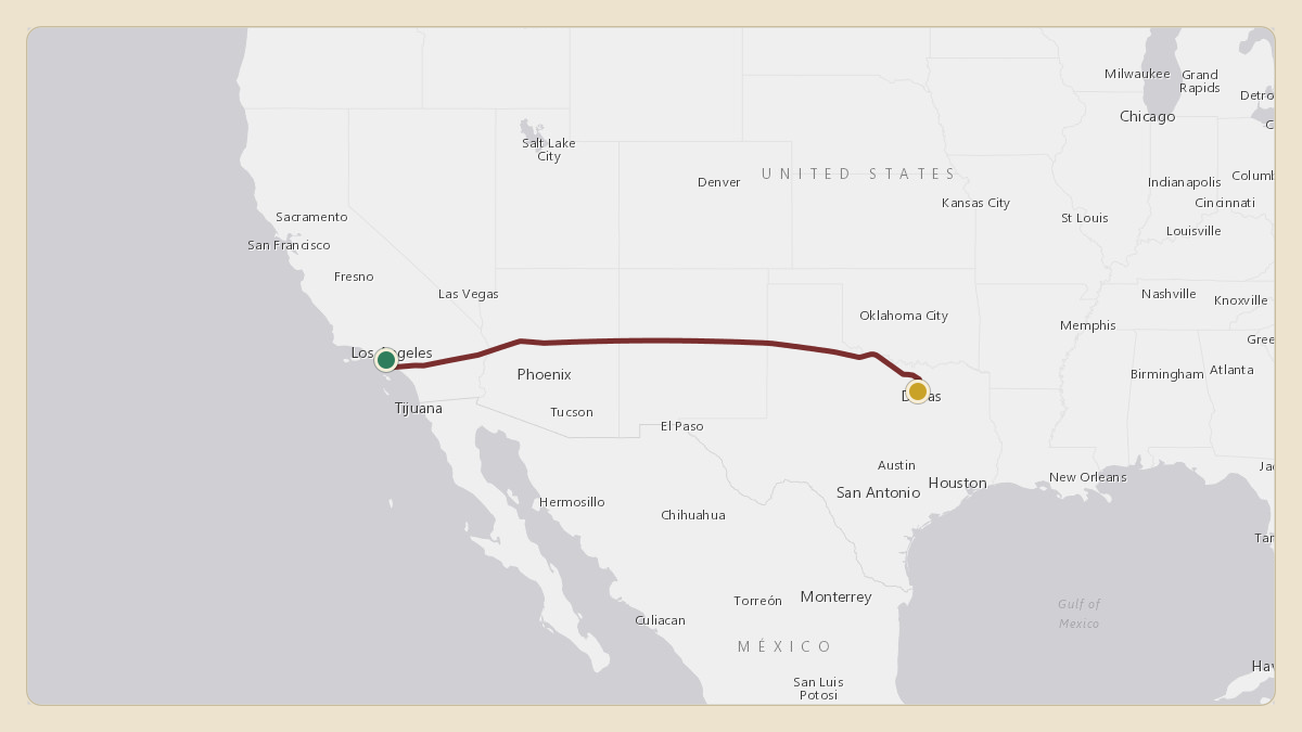 Flight path for Stan Kroenke's N729KF from KLAX — Los Angeles International Airport to KDAL — Dallas Love Field