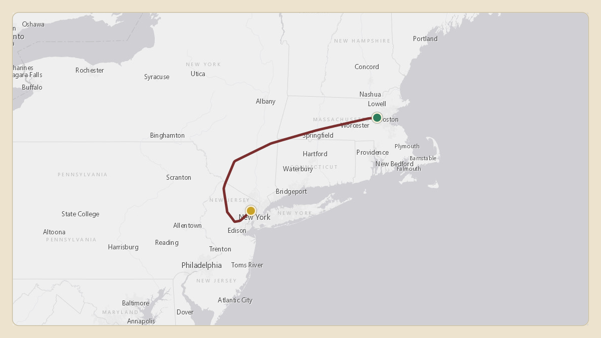 Flight path for Robert Kraft's N616KG from KBED — Laurence G Hanscom Field to KTEB — Teterboro Airport