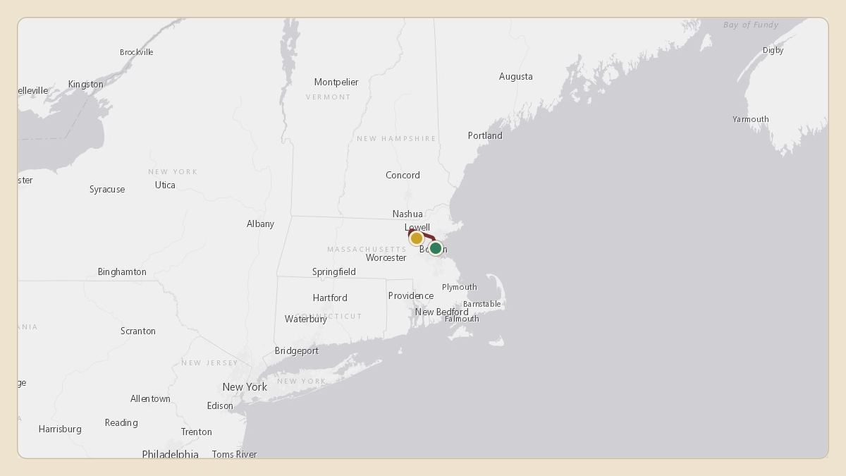Flight path for Robert Kraft's N616KG from KBOS — Boston Logan International Airport to KBED — Laurence G Hanscom Field