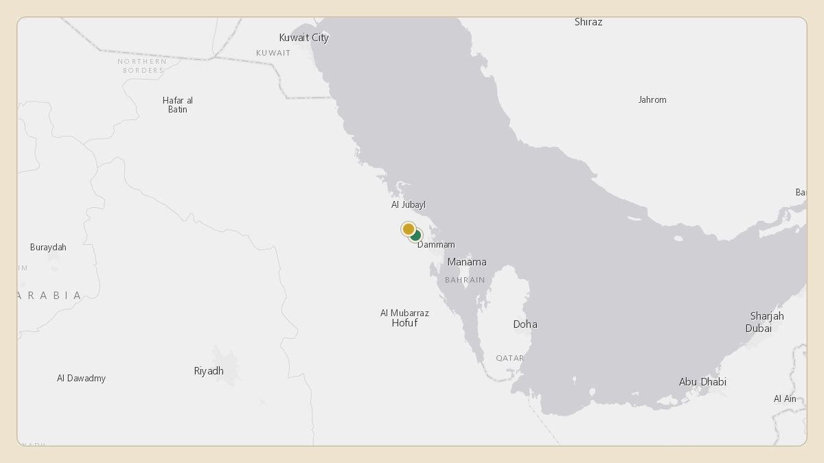 Flight path for Saudi Aramco's N801XA from OEDF — King Fahd International Airport to OEDF — King Fahd International Airport