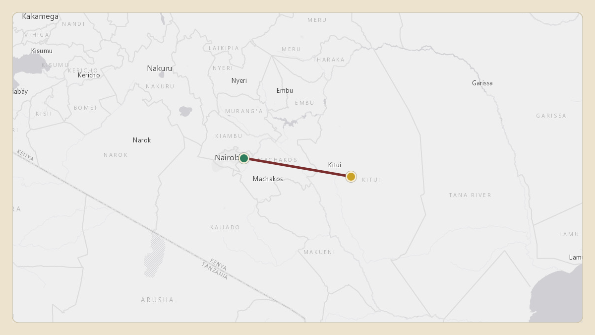 Flight path for Aliko Dangote's N104DA from HKRE — Moi Air Base to -1.50°, 38.19°