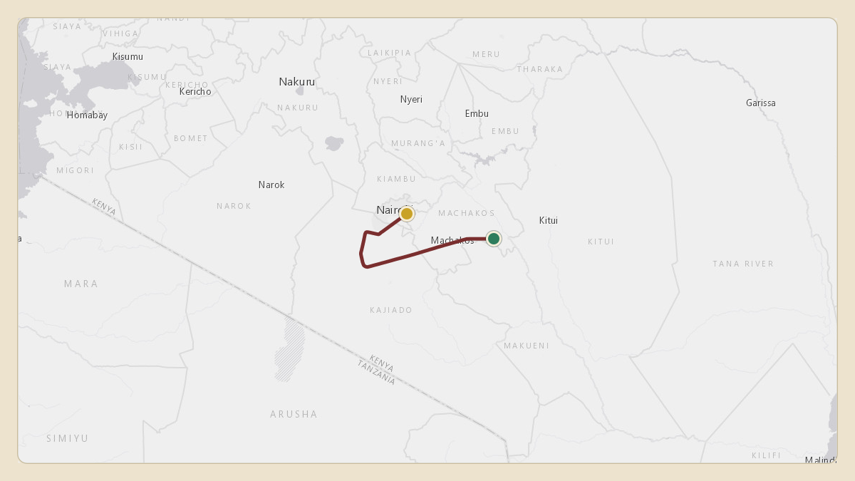 Flight path for Aliko Dangote's N104DA from NBO — Nairobi to HKJK — Jomo Kenyatta International Airport