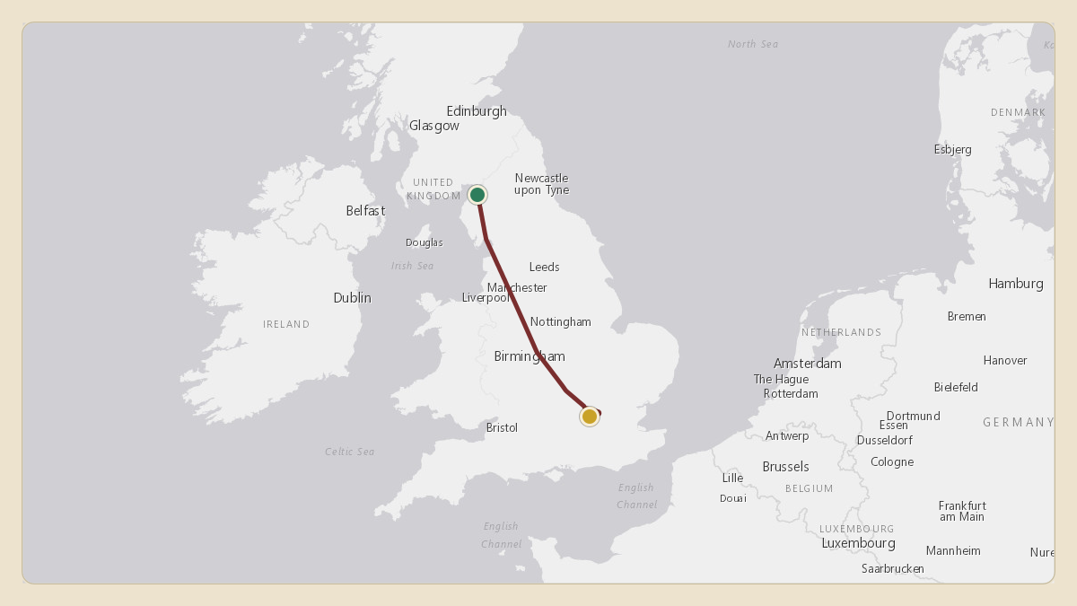 Flight path for UK Government / Royal Flight's G-ZABH from EGNC — Carlisle Lake District Airport to EGLL — London Heathrow Airport