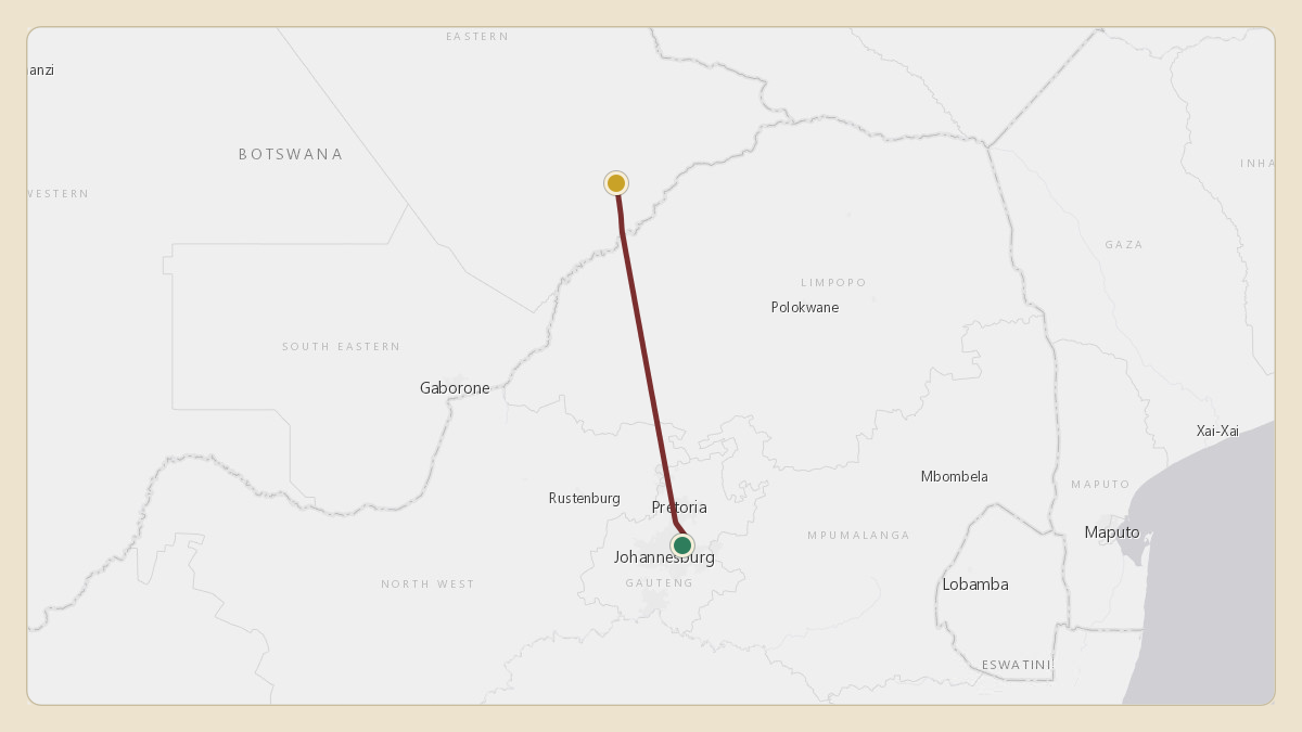 Flight path for Nicky Oppenheimer's ZS-EKA from FAOR — O.R. Tambo International Airport to EGLF — Farnborough Airport