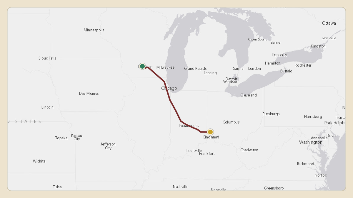 Flight path for Lawrence Menard's N1808C from KC29 — Middleton Municipal Morey Field to KHAO — Butler Co Regional Airport - Hogan Field