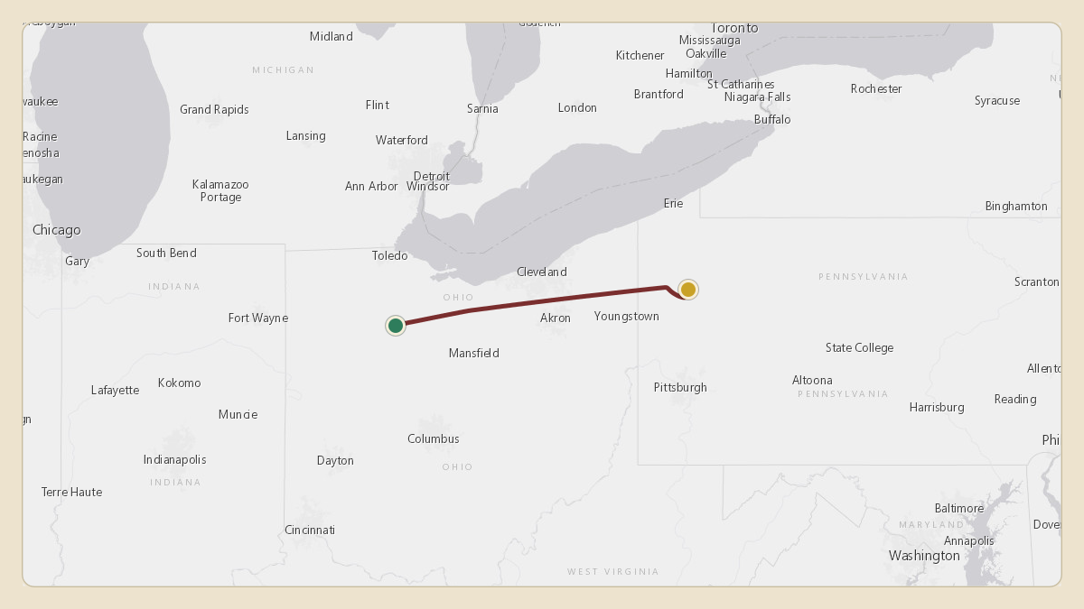 Flight path for Marathon Petroleum's N427MP from KFDY — Findlay Airport to KFKL — Venango Regional Airport