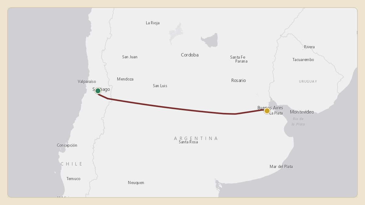 Flight path for Marc Anthony's N513MA from SCEL — Comodoro Arturo Merino Benítez International Airport to SAEZ — Ezeiza International Airport - Ministro Pistarini